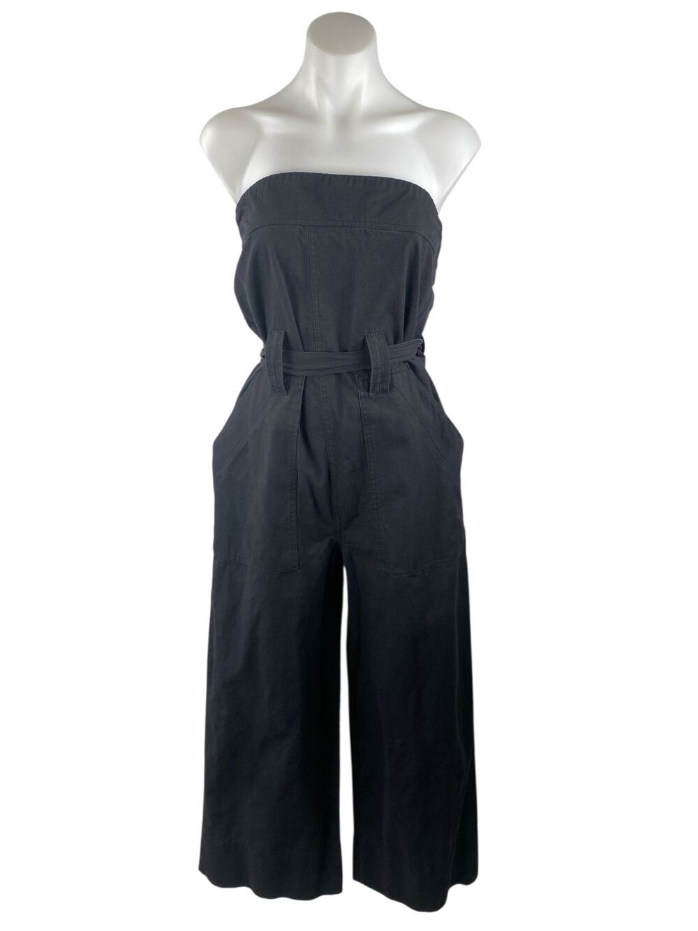 Hot & Delicious Black Strapless Tube Bandeau Belter Wide Leg Jumpsuit Romper M